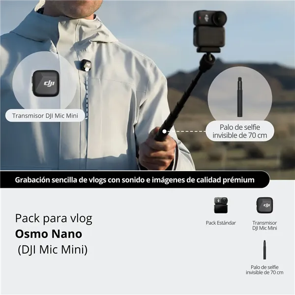 Pack para vlog Osmo Nano (128 GB, Transmisor DJI Mic Mini Infinity Black)